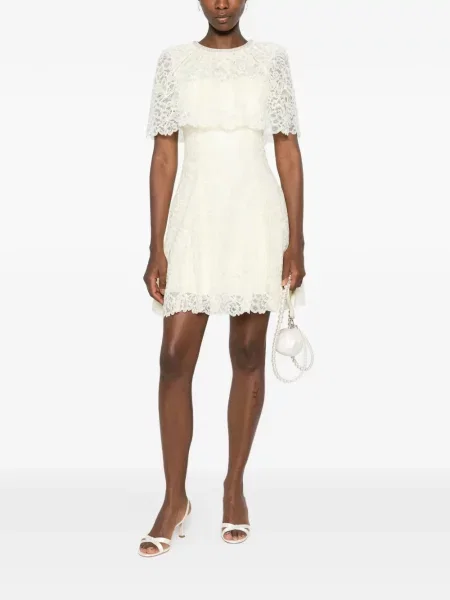 Rochie mini Self-portrait din dantelă galben