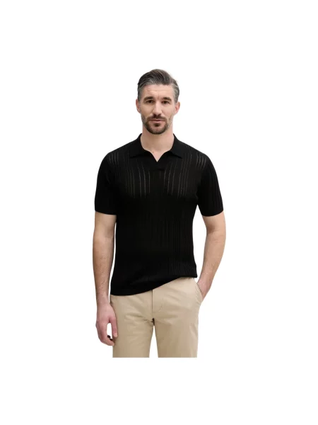Dzianinowa koszulka polo Karl Lagerfeld czarna