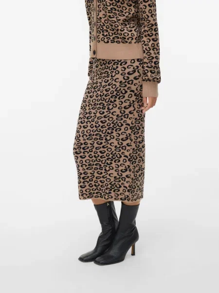 VERO MODA Fustă VMNANCY maro cămilă negru
