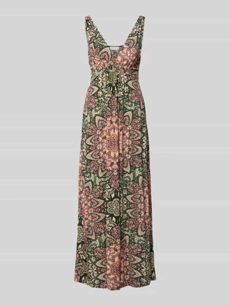 Długa sukienka o kroju regular fit z nadrukiem paisley na całej powierzchni model Slinky' Apricot