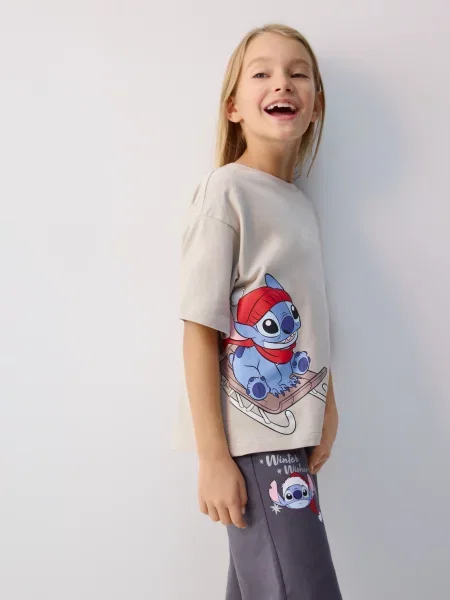 Reserved Vánoční tričko Lilo & Stitch béžová
