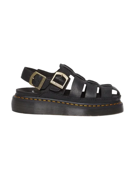 Кожени сандали Dr. Martens Wrenlie с платформа черно