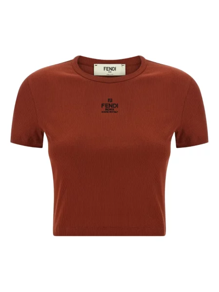 Top Fendi cu broderie maro