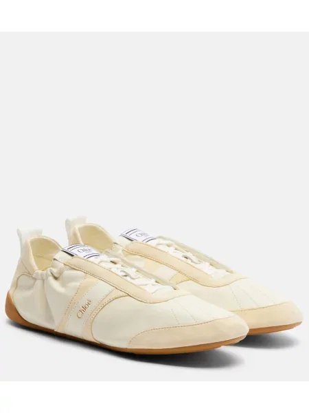 Sneakerși Chloé din piele de căprioară alb