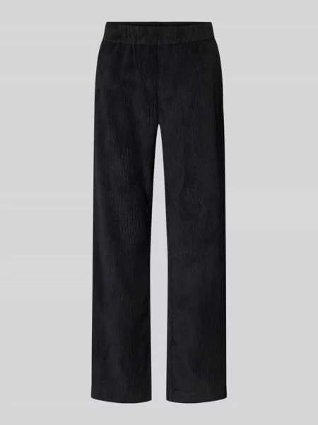 Spodnie materiałowe o rozkloszowanym kroju z imitacji sztruksu model ‘Magdalene’ Zabaione czarne