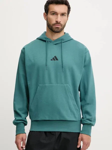 Pulover adidas Feelcozy turkizna s kapuco
