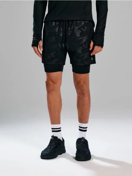 Sinsay Dvouvrstvé sportovní šortky černá