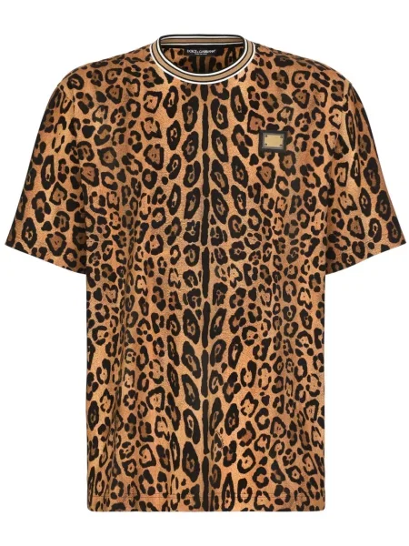 Tricou Dolce & Gabbana cu imagine cu model leopard maro