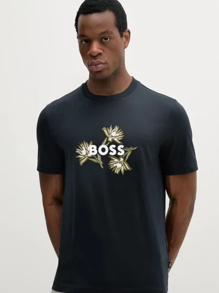 Тениска BOSS с апликация тъмносиньо