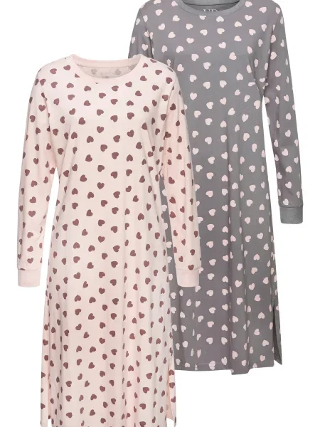 VIVANCE Spalna srajca temno / roza / burgund siva