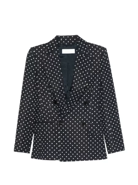 Sacou Max Mara cu buline din jerseu cu două rânduri de nasturi albastru