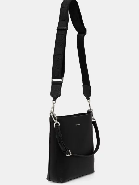 Mała torebka crossbody Calvin Klein skórzana czarna
