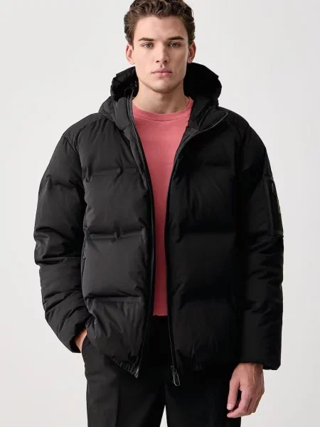 BOSS Green geacă cu puf pentru bărbați OW_Quiltek Puffer HD negru