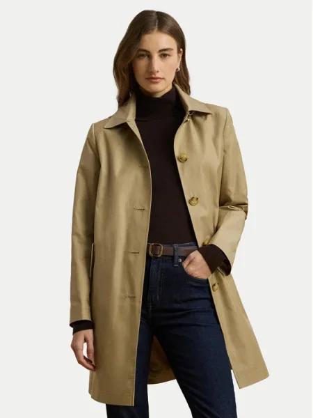 Палто Lauren Ralph Lauren преходен модел бежово