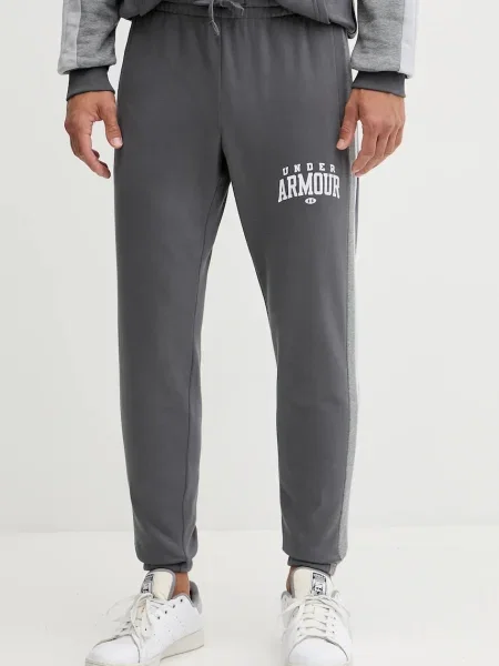 Tepláky Under Armour Rival s potiskem šedá