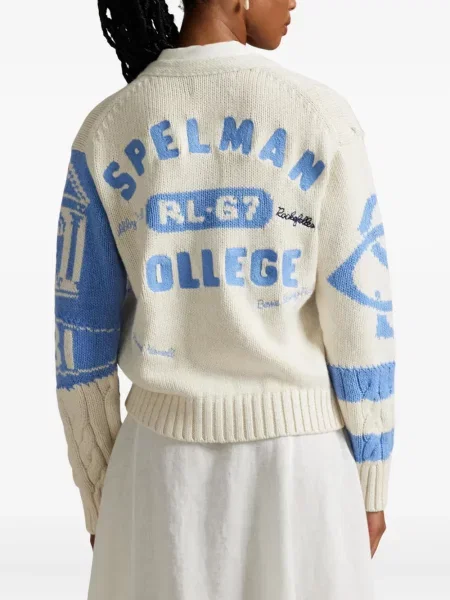Πλεκτή μακρύς φόρεμα σε στυλ πουκάμισου Polo Ralph Lauren με halter λαιμόκοψη λευκό