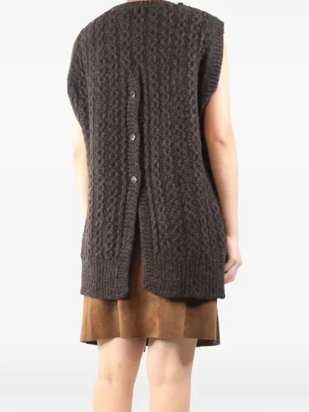 Top Simone Rocha fără mâneci tricotate chunky maro
