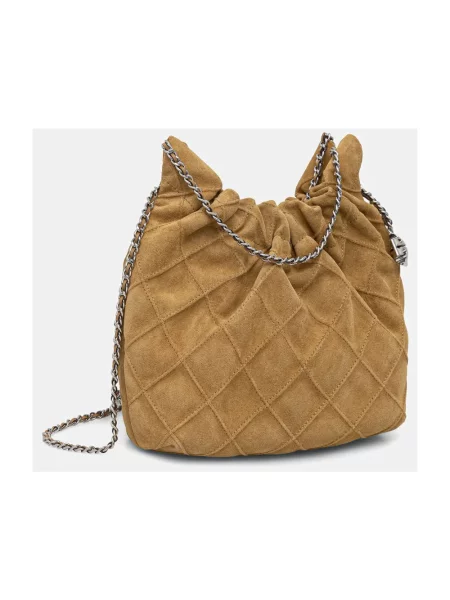 Tory Burch torebka crossbody zamszowa Fleming brązowa