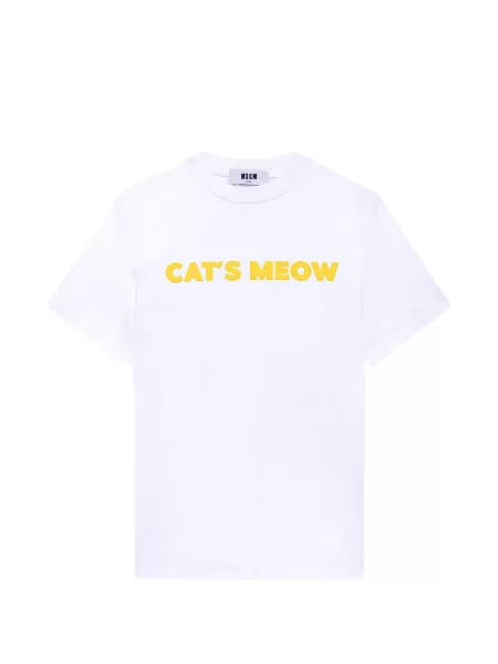Tricou Msgm cu imagine cu decolteu rotund alb