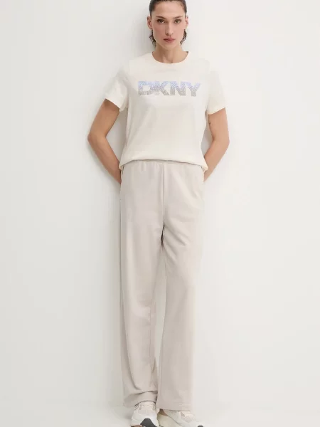 Dkny t-shirt beżowy