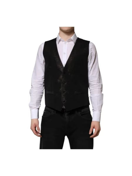 Kamizelka garniturowa Dolce And Gabbana biznesowa czarna