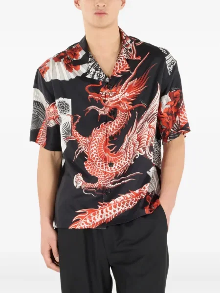 Svilena košulja Roberto Cavalli s printom crna