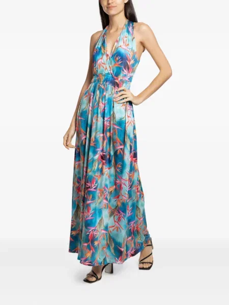 Sukienka midi Lygia & Nanny w kwiatki z nadrukiem do kolan niebieska