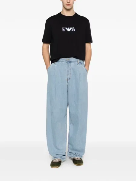 Тениска Emporio Armani с автограф синьо
