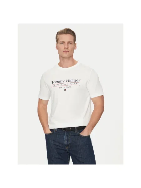 Tommy Hilfiger T-Shirt Center Stack Regular Fit λευκό