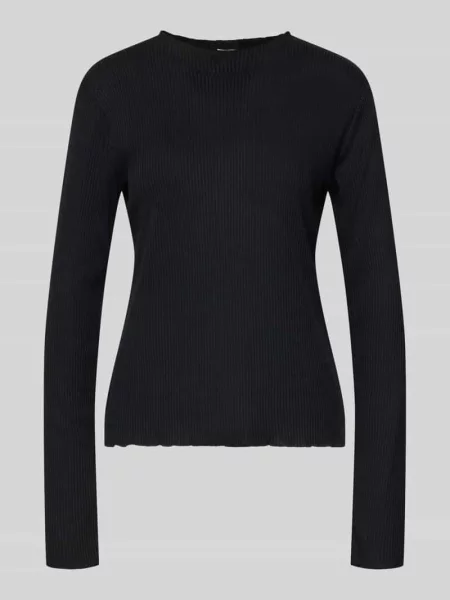 Bluzka o kroju slim fit z długim rękawem i dodatkiem S.oliver Red Label czarna