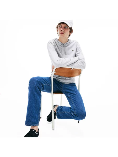 Lacoste Bluza Z Kapturem I Bawełnianą Dżersejową Bluzą Lacoste szara