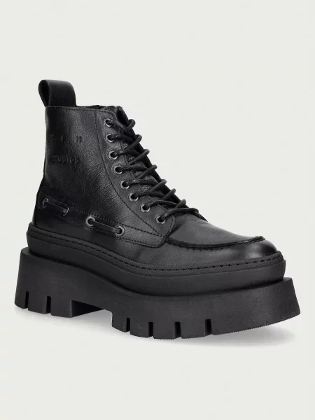 Copenhagen botine cu platformă pentru femei din piele negru