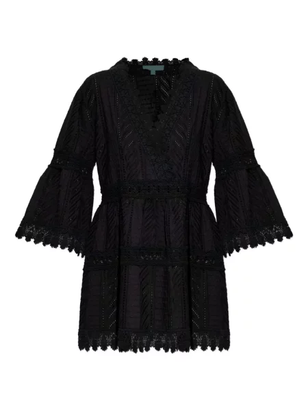 Rochie mini Melissa Odabash cu decolteu în V din dantelă de costum negru