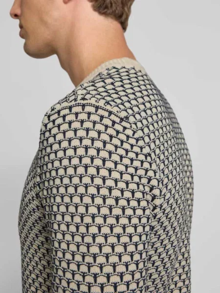 Sweter z dzianiny z okrągłym dekoltem model ‘DONG’ Blend biały