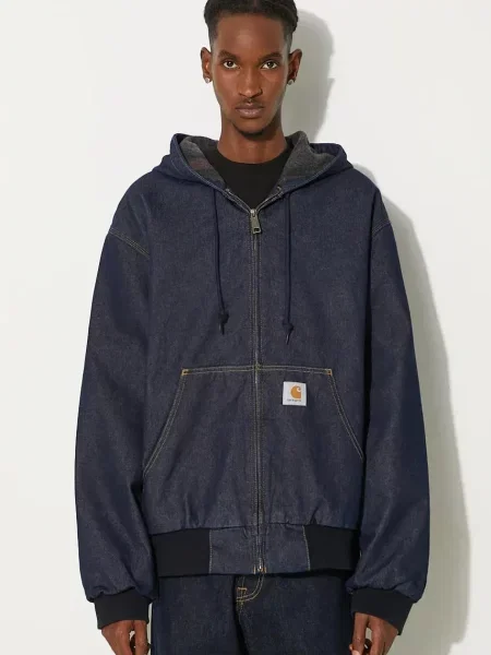 Kurtka Carhartt Wip z kapturem niebieska