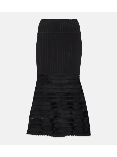 Fustă midi Victoria Beckham cu talie înaltă până la genunchi negru