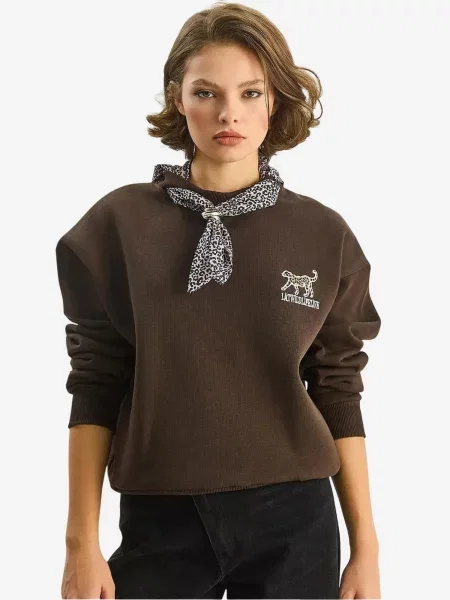 Bianco Lucci Sweater majica čokolada / moka smeđa bijela