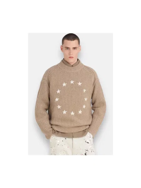 Sweter Etudes ze sznurkiem brązowy