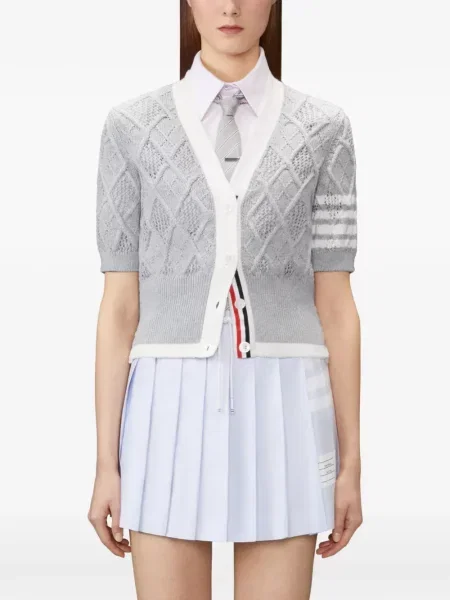 Kardigan Thom Browne z wzorem argyle szary