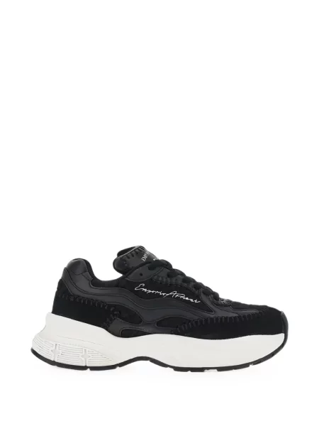 Sneakerși Emporio Armani cu broderie negru
