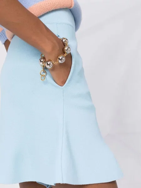 Szorty Stella Mccartney z baskinką z krepy niebieskie