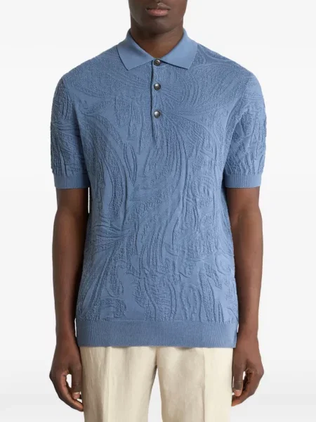 Πλεκτό polo Etro paisley μπλε