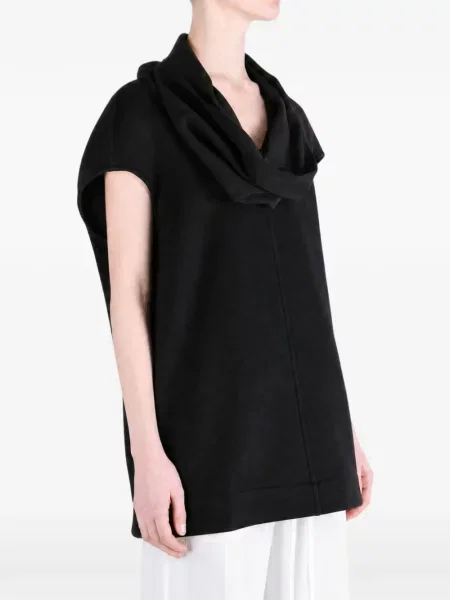 Top Rick Owens fără mâneci drapat negru