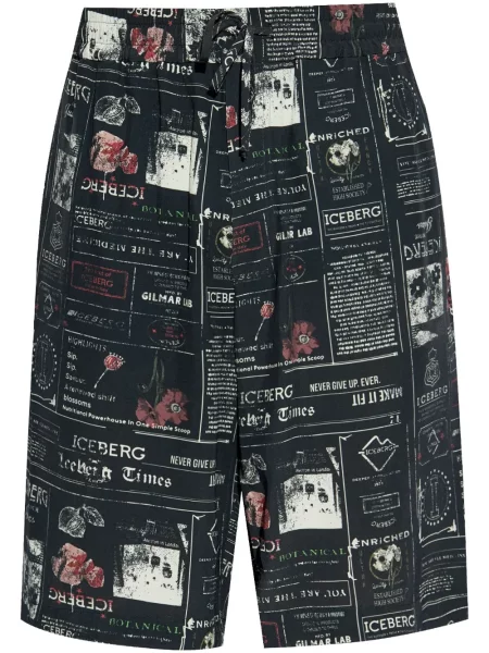 Pantaloni scurți Iceberg cu imagine negru