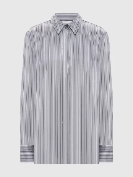 Сорочка з шовком в смужку Peserico сіра