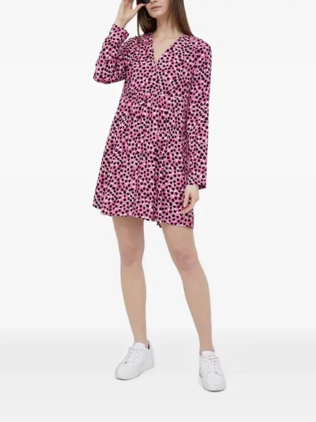 Rochie mini Benetton cu decolteu în V roz