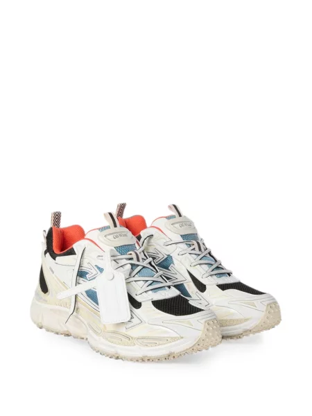 Sneakerși Off-white cu șireturi din dantelă alb