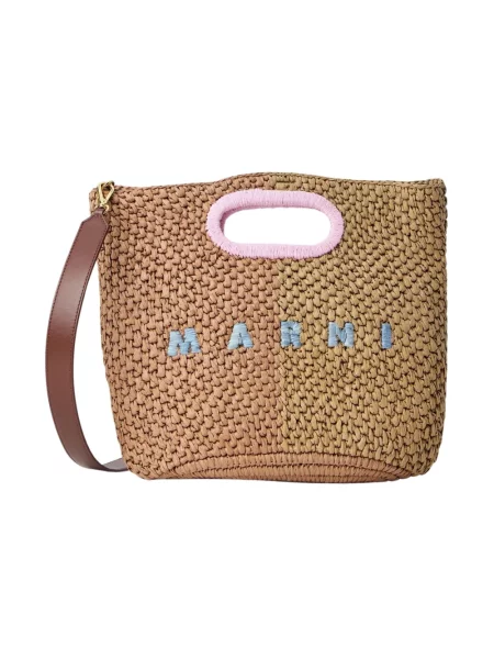 Shopperka Marni z logo beżowa