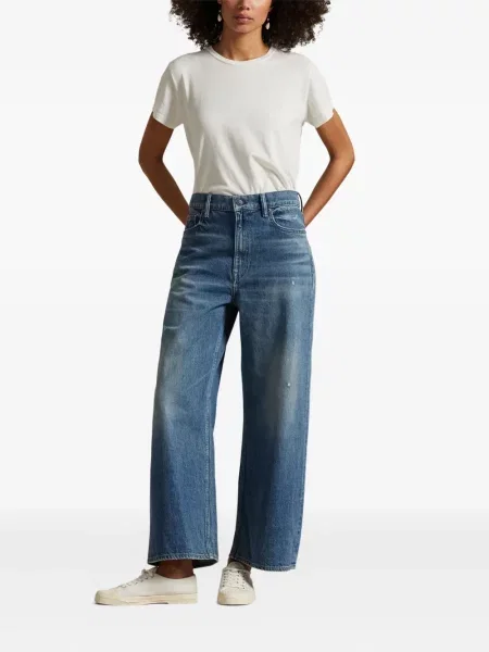 Tricou Polo Ralph Lauren din piele cu broderie în carouri maro