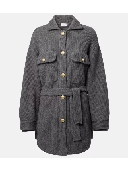 Kardigan Brunello Cucinelli wełniany szary